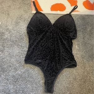 black velvet Leopard bodysuit